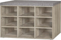 DINZI LVJ Shoe Bench 9 Cubbies Shoe Organizer - Compact Entryway Seat