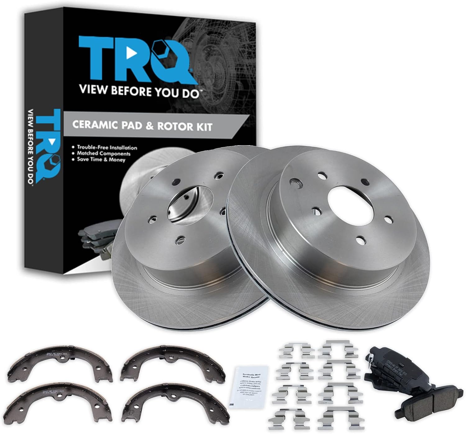 TRQ Rear Brake Pad & Rotor Kit for INFINITI and Nissan Vehicles