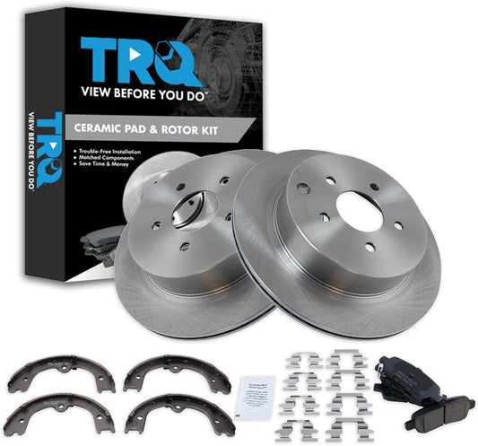 TRQ Rear Brake Pad & Rotor Kit for INFINITI and Nissan Vehicles