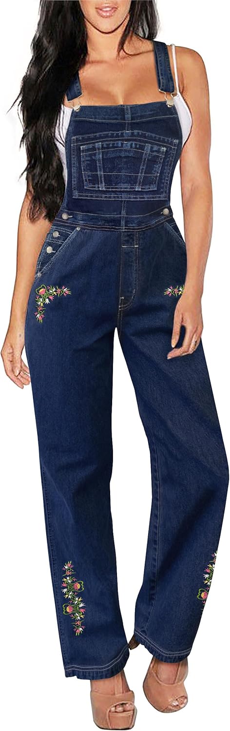Hybrid & Company Womens Super Comfy Stretch Denim Jumpsuit