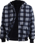 Facitisu Flannel Hoodies for Men Sherpa Lined Heavy Fleece Plaid WARM