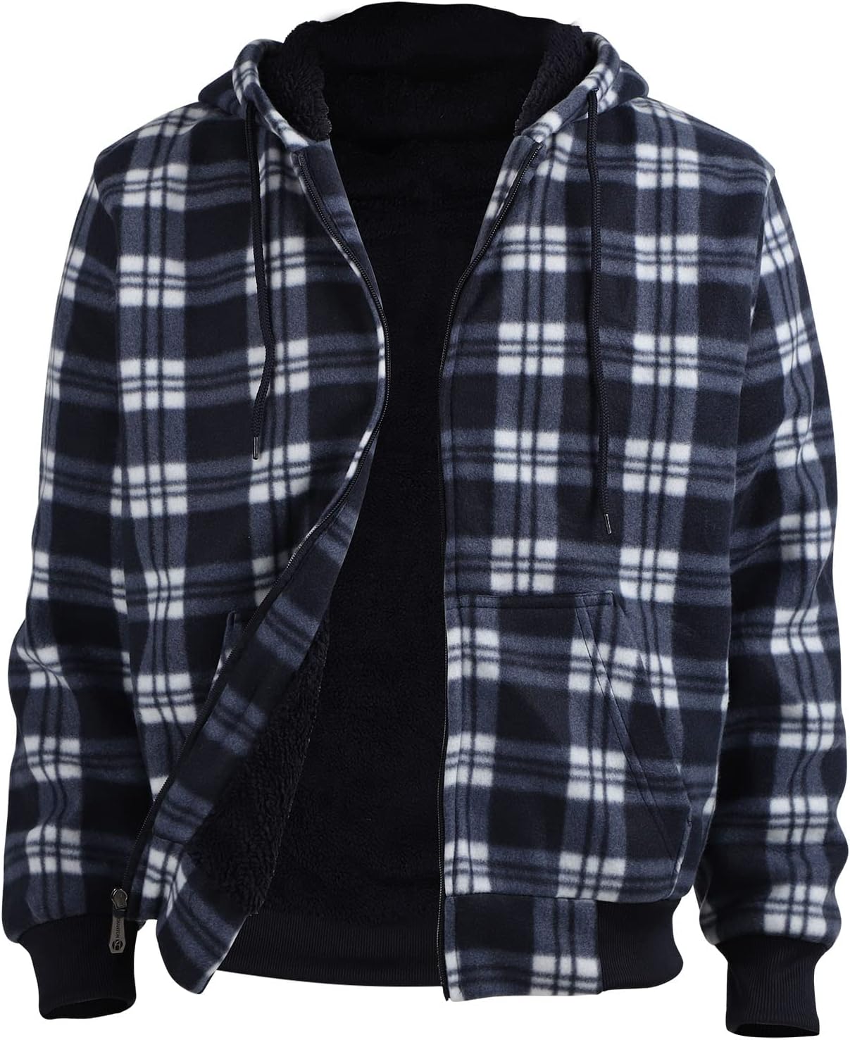 Facitisu Flannel Hoodies for Men Sherpa Lined Heavy Fleece