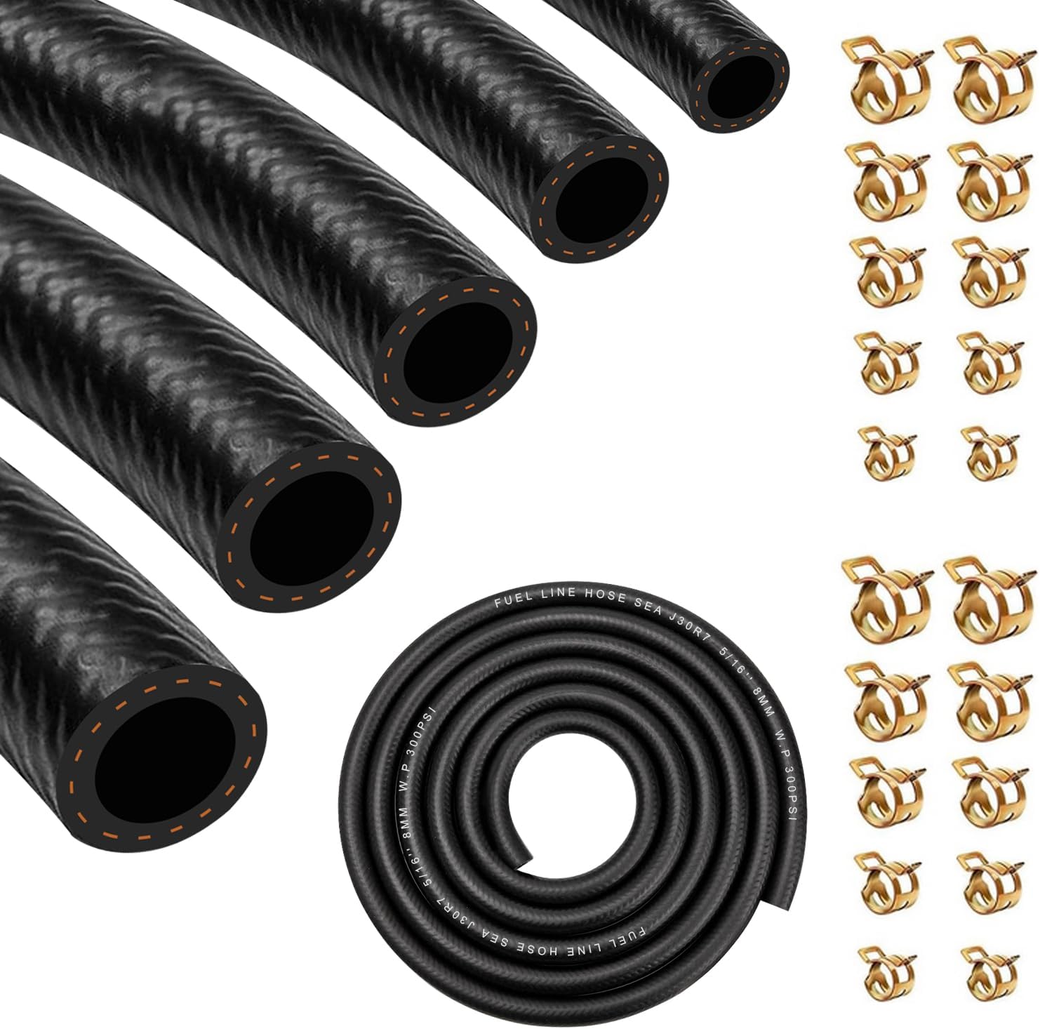 Fuel Line Hose Kit with 5 Sizes for Small Engines and Vehicles