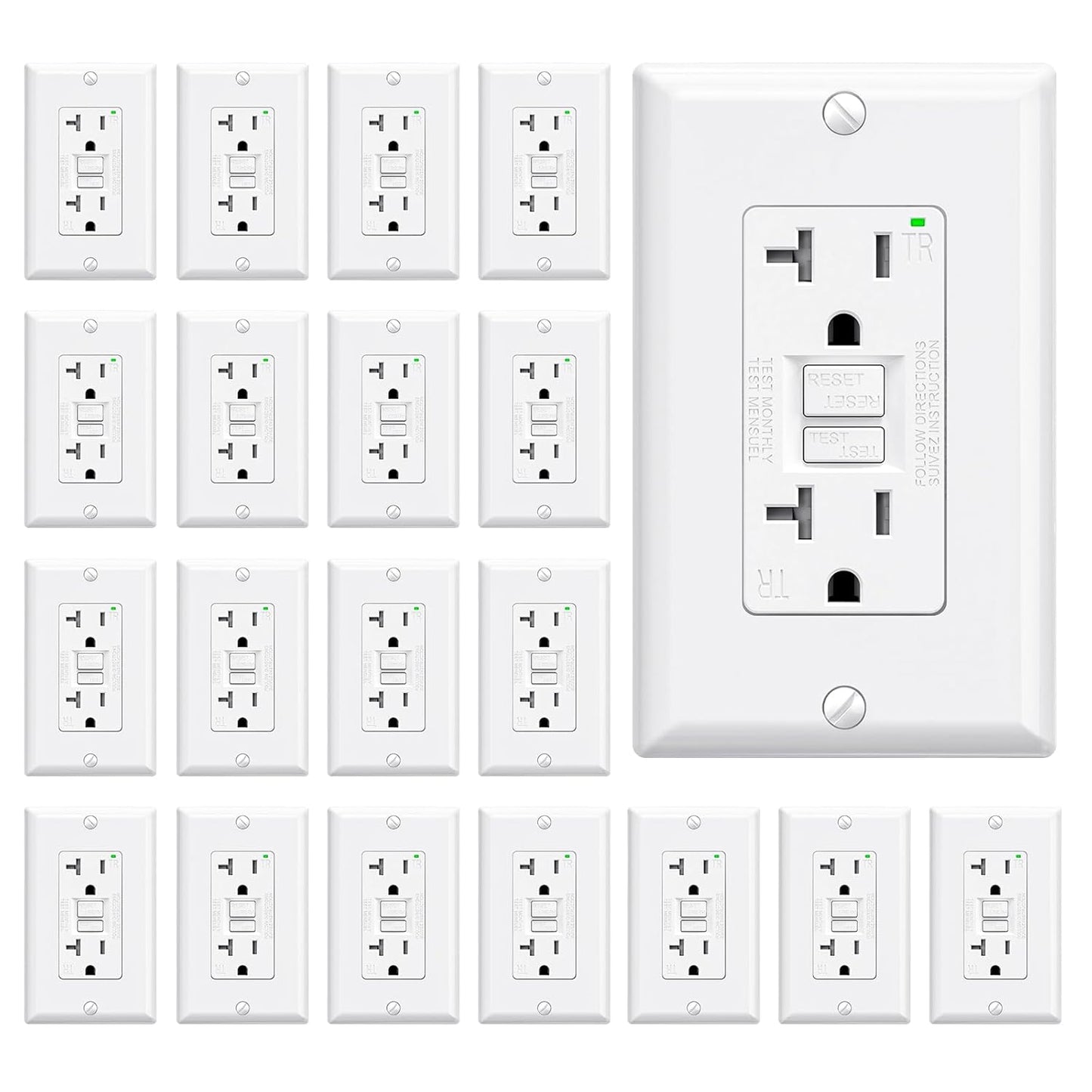 ELEGRP GFCI Outlet 20 Amp with Self-Test and Tamper Resistance