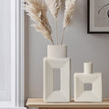 White Ceramic Vase Set of 2 - Minimalist Nordic Boho Decor