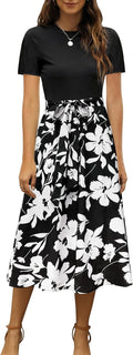 Zattcas Women 2025 Summer Midi Dress - Modest Work & Church Wear Round