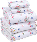 Split King Cotton Sheets Set 5 PC - Floral Percale, Deep 16in Pockets