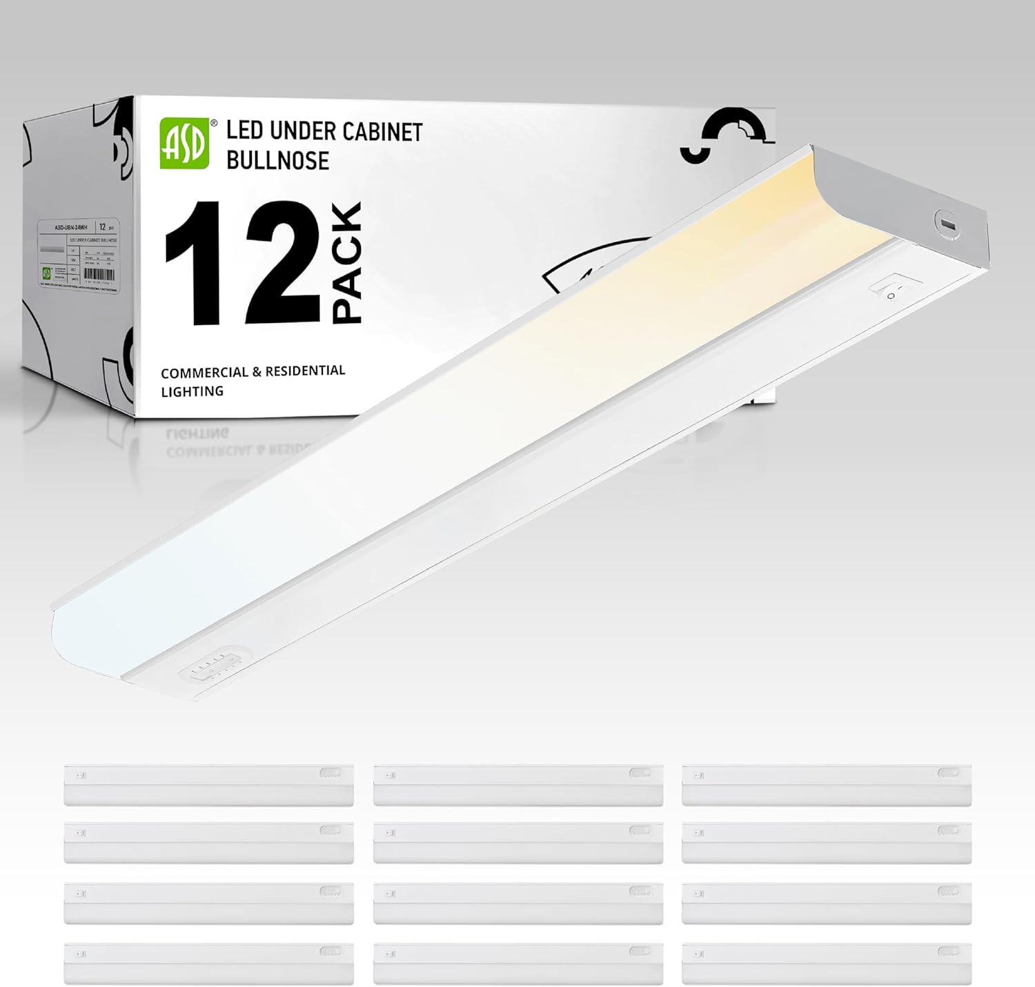 ASD 12 Pack 24 Inch LED Under Cabinet Lighting for Kitchens