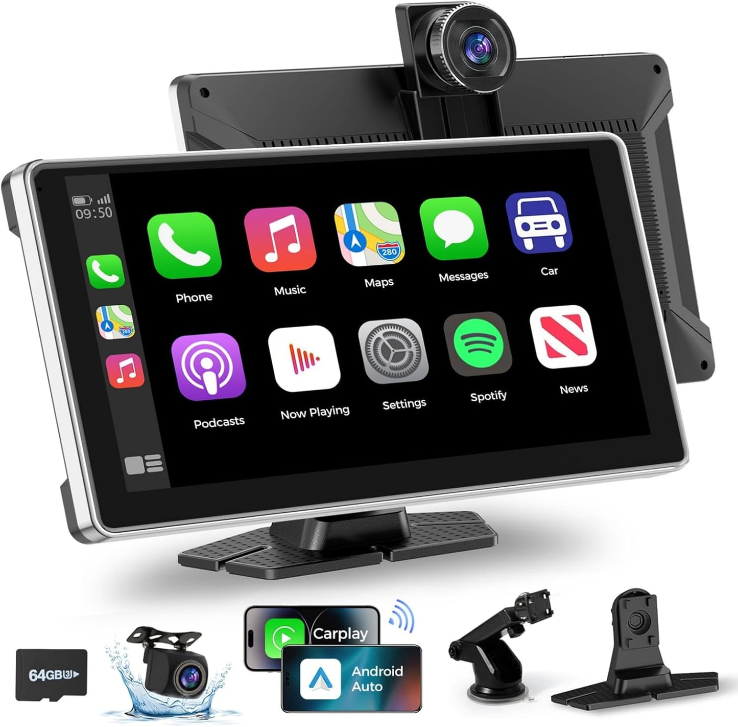 9 Wireless Carplay Screen with 4K Dash Cam - Upgrade Your Drive!