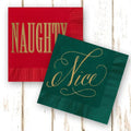 Festive Holiday Cocktail Napkins Set - Naughty or Nice - Set of 40