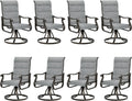 Patio Swivel Dining Chairs Set of 8 - High Back Padded Textilene