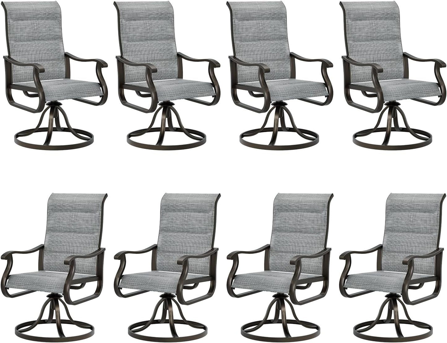 UDPATIO Outdoor Swivel Dining Chairs Set of 8 for Garden Use