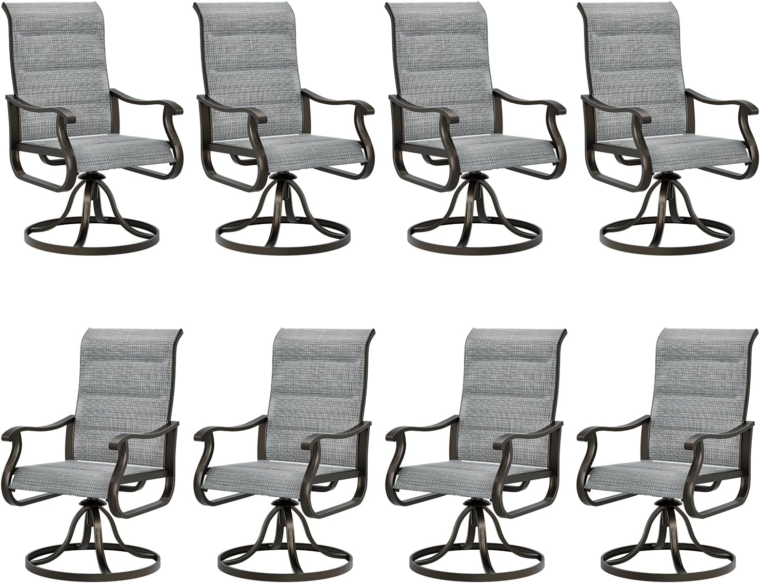 UDPATIO Outdoor Swivel Dining Chairs Set of 8 for Garden Use