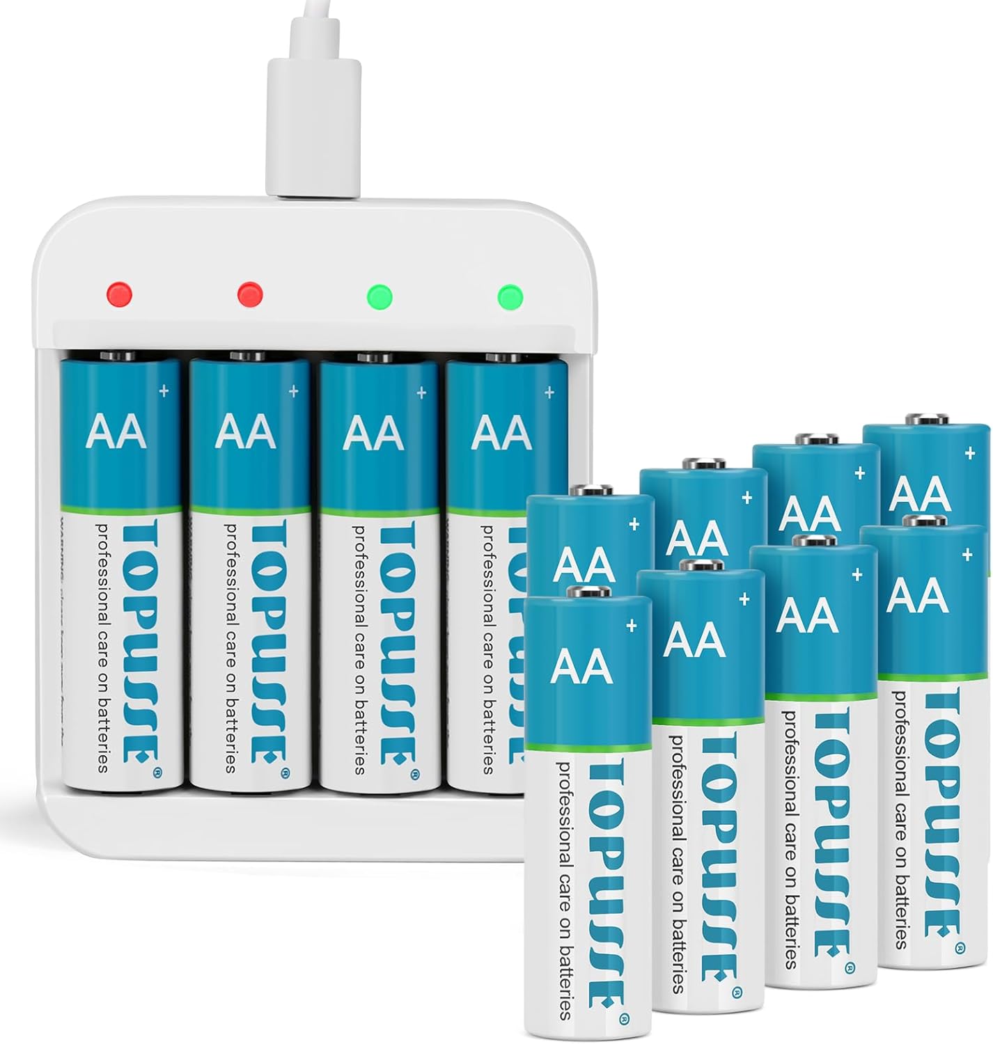 Long-Lasting AA Batteries + Fast Charger Combo