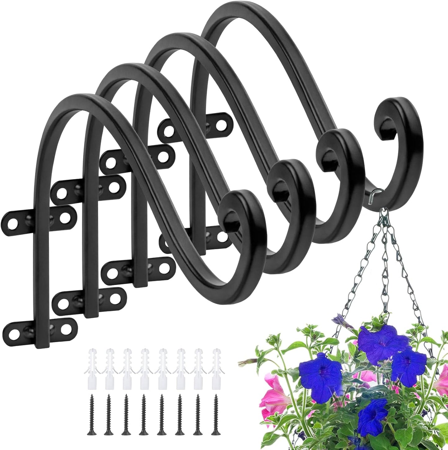 4 Pack Heavy Duty Hanging Plant Bracket for Outdoor Use