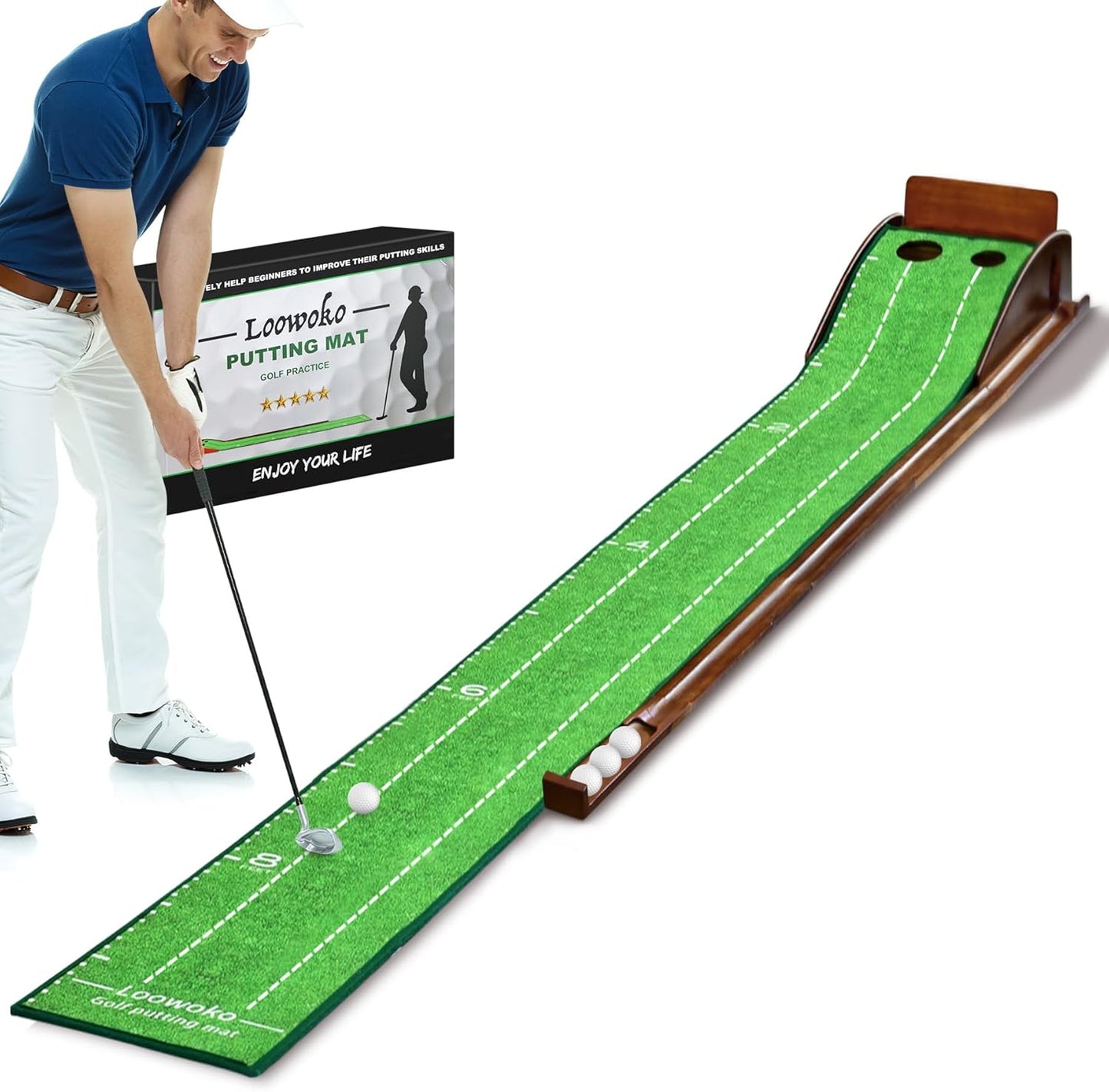 Loowoko Indoor Putting Green with Ball Return for Home Office