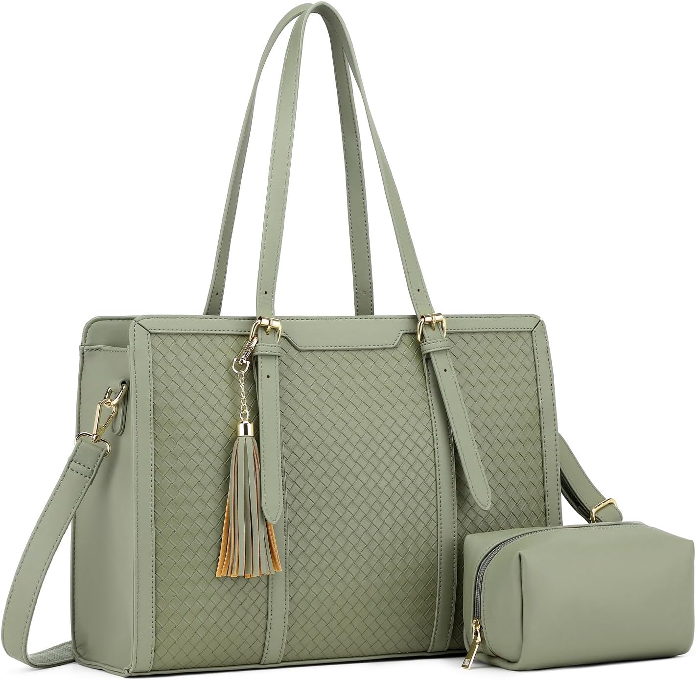 Stylish Laptop Tote Bag for Women - Large PU Leather Work Bag