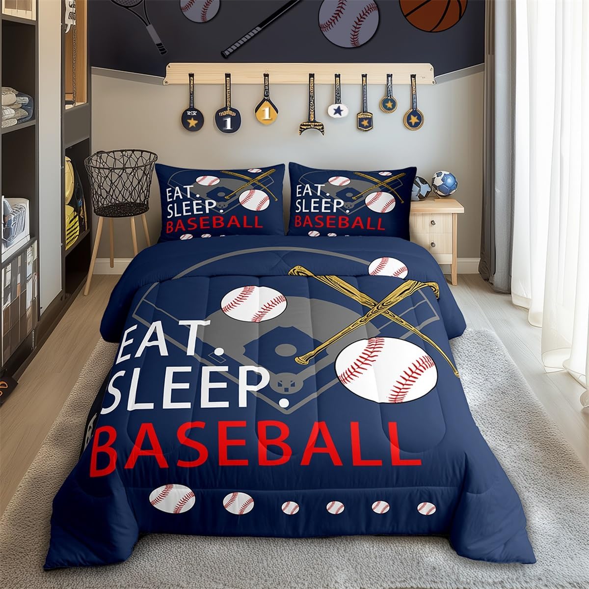 Feelyou Kids Baseball Gaming Coverlet Set for Boys and Girls