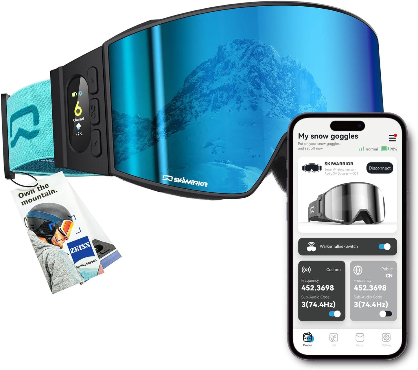 SKIWARRIOR Bluetooth Ski Goggles - Music, Calls, Anti-Fog