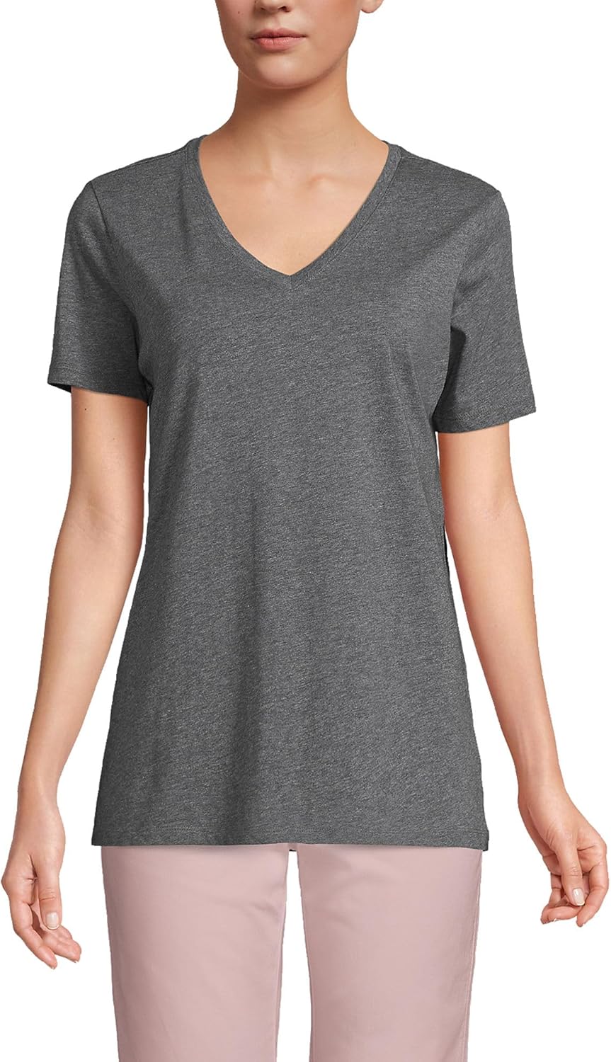 Relaxed Supima Cotton V-Neck T-Shirt for Women - Comfort & Style