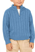 Toddler Boys Girls Twisted Knit 1/4 Zip Sweater - Warm Soft Knit