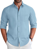 COOFANDY Men's Long Sleeve Button Down Denim-Look Shirt - Wrinkle Free