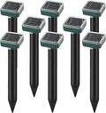 Solar Powered Sonic Mole Deterrent Spikes - 8 Pack for Lawn Protection