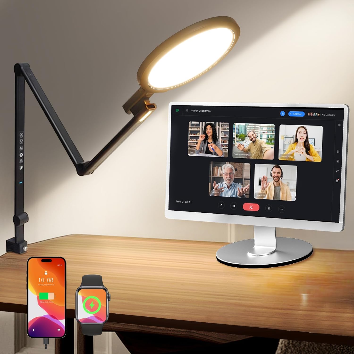 1200LM Clamp Desk Lamp: Eye-Care & Flexible Light