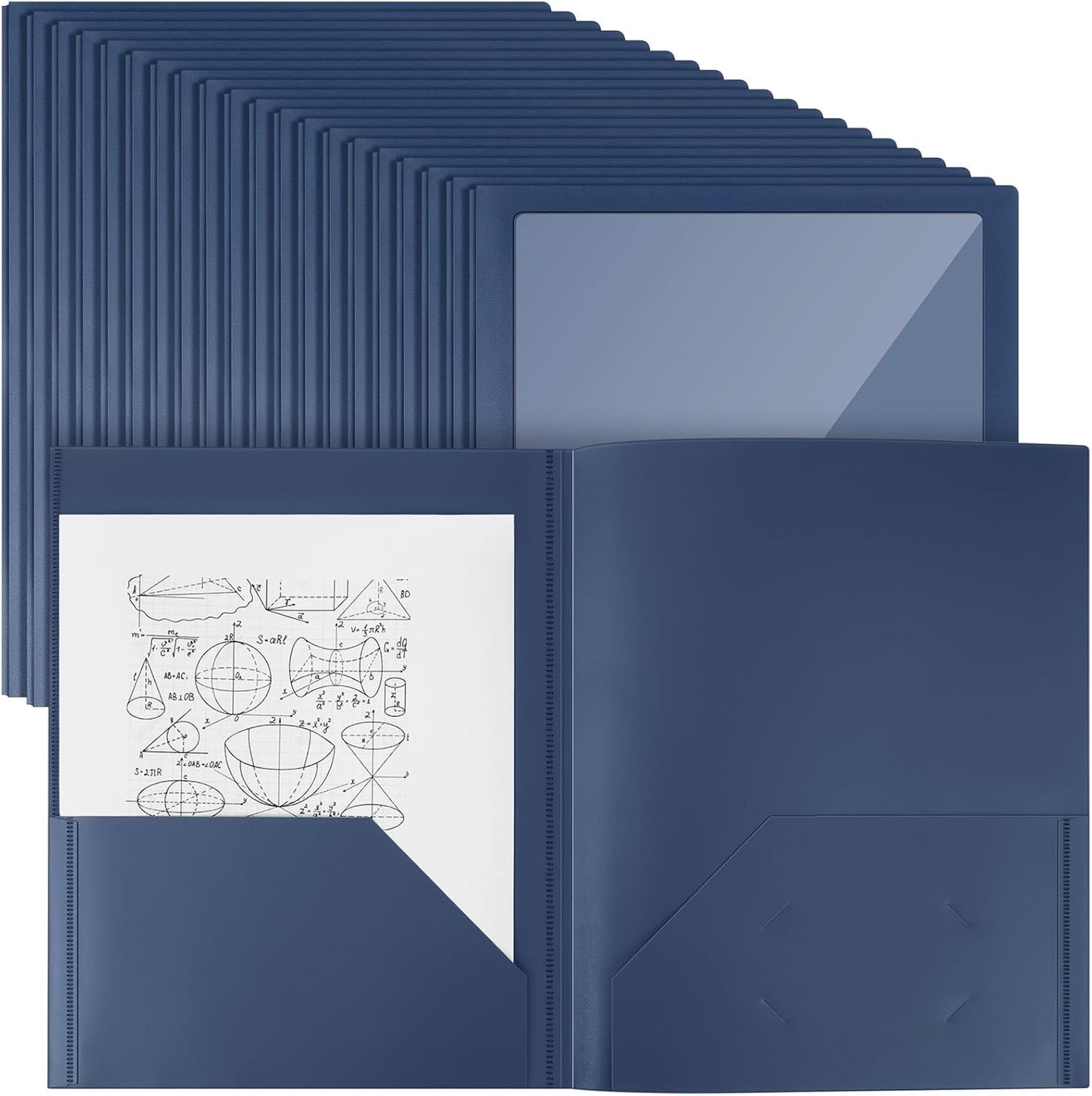 Teling 48 Pcs Plastic Folders with Clear Pocket for Organization