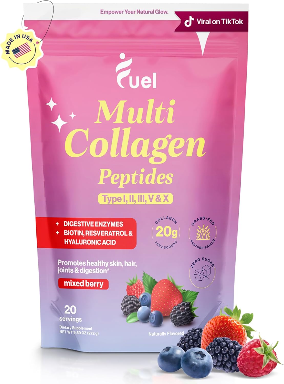 Fuel Multi Collagen Peptides Powder for Hair, Skin, and Joints