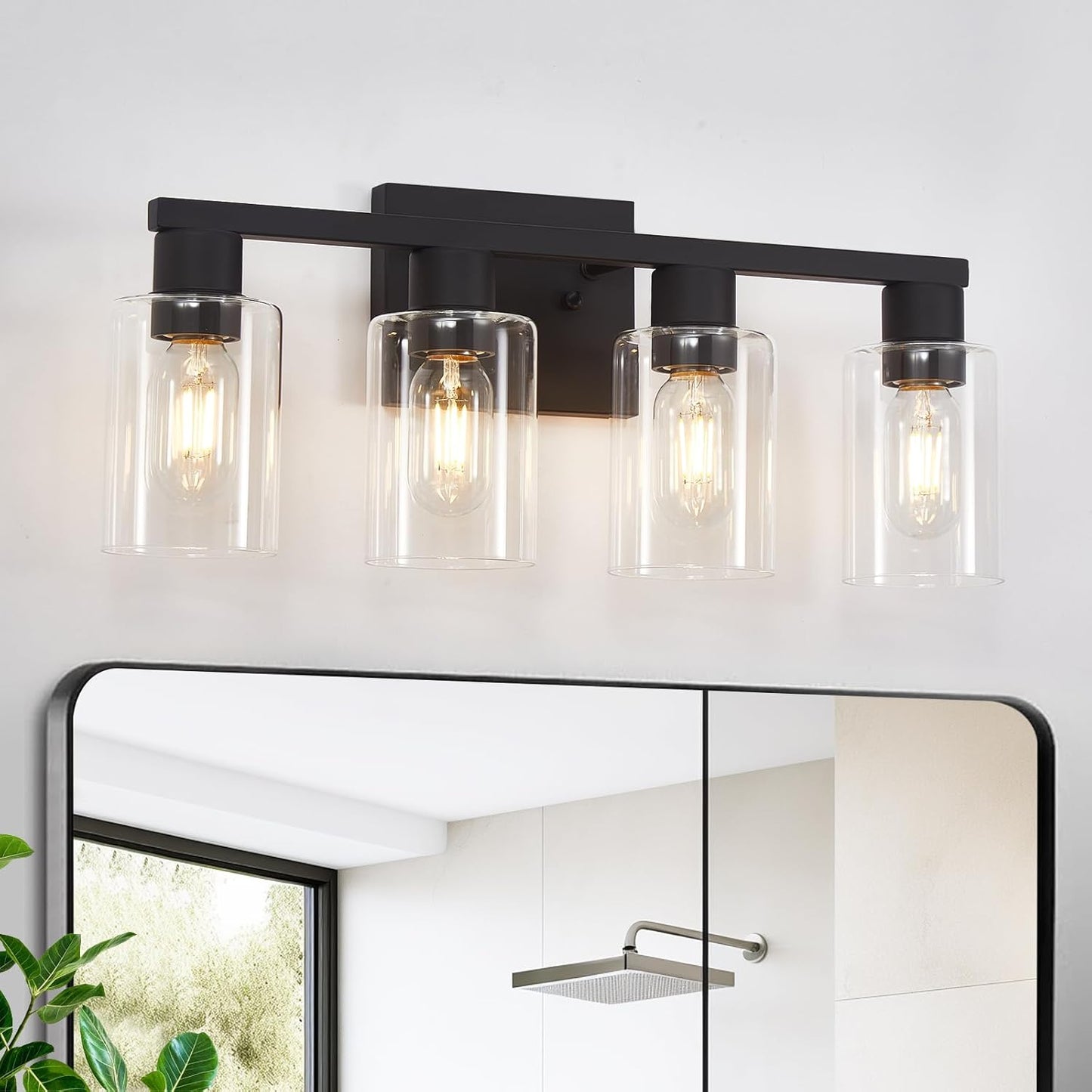 Black Vanity Lights for Bathroom - Classic 4 Light Fixture