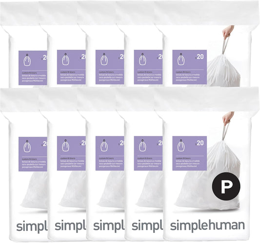 simplehuman Code P Custom Fit Liners for 50-60 Liter Trash Cans