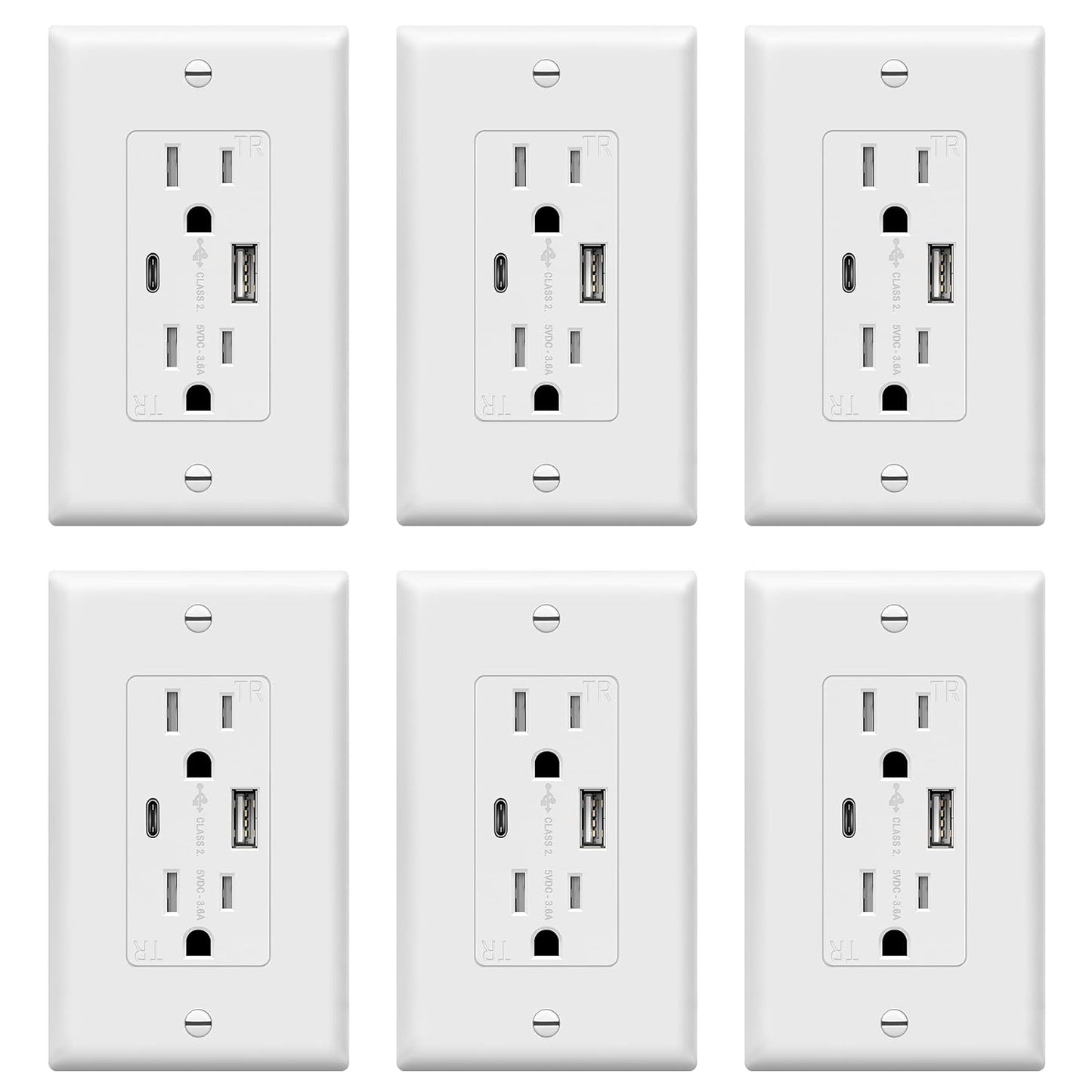TOPGREENER USB Outlet with Type C & A Ports for Easy Charging