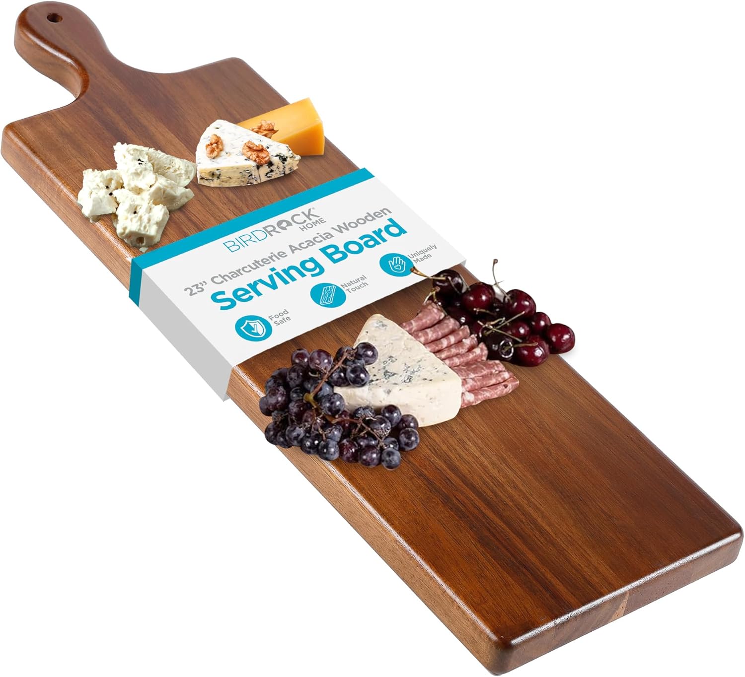 Acacia Wooden Serving Board - Long Charcuterie Tray for Parties