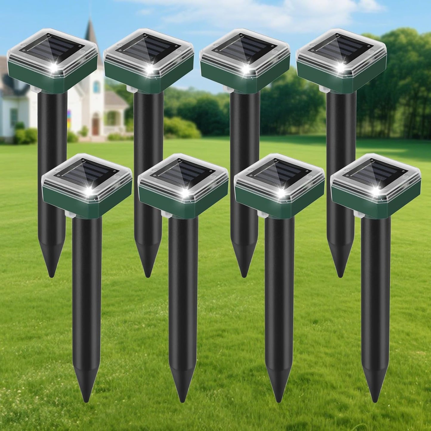 Mole Repellent Solar Powered Ultrasonic Gopher Vole 8 Pack