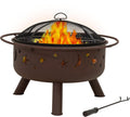 Cosmic 30-Inch Patio Fire Pit with Grill - Large Outdoor Wood-Burning