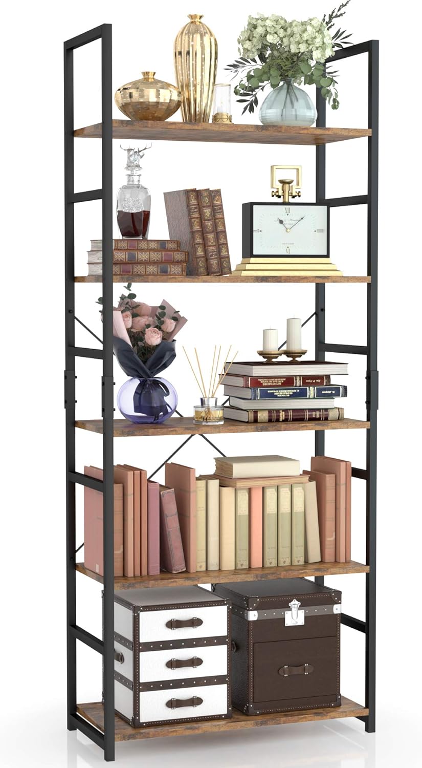 Vintage 5 Tier Bookshelf - Stylish Storage Solution