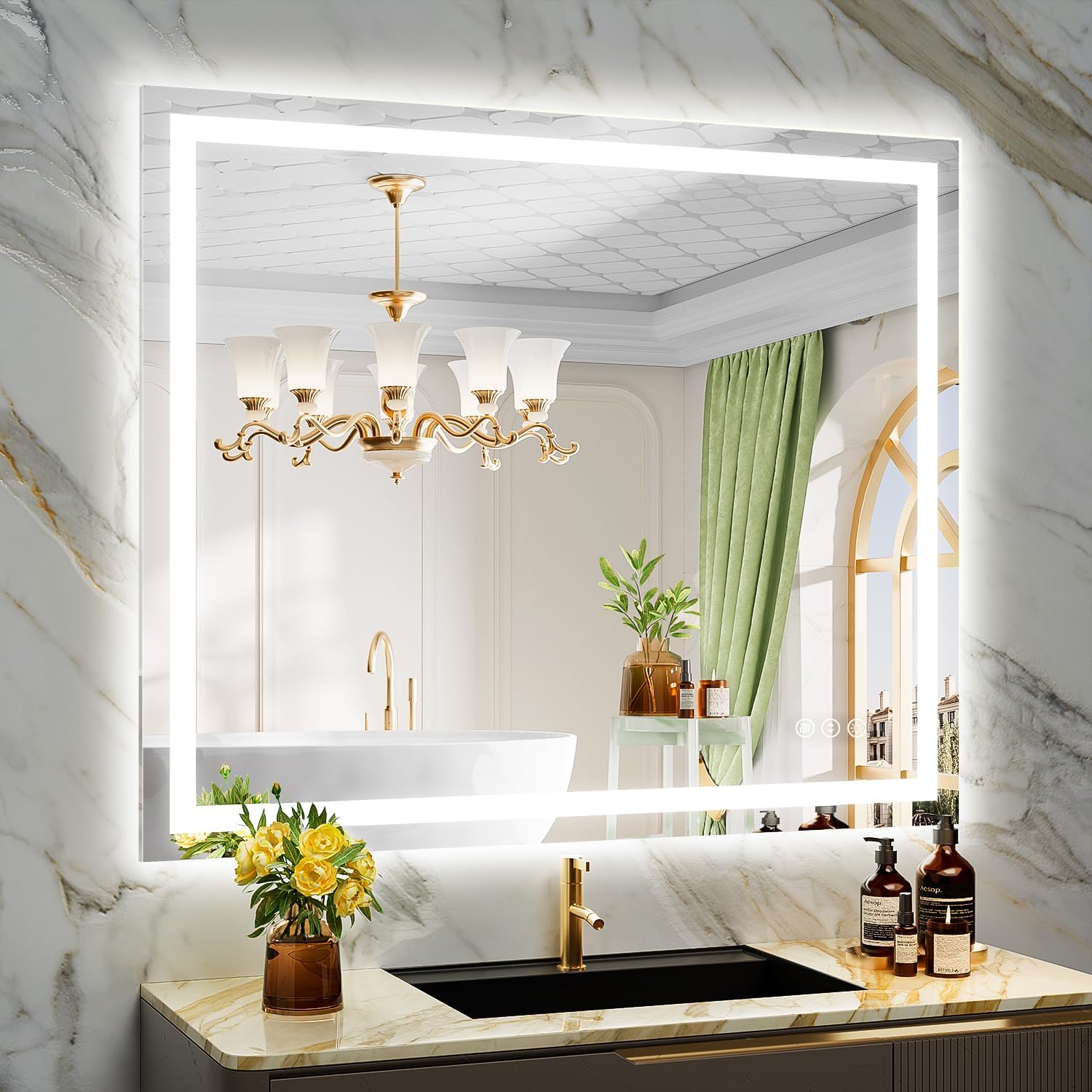 48x40 Inch LED Bathroom Mirror with Lights for Modern Spaces