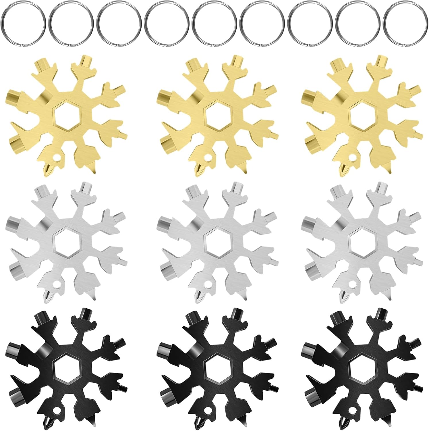 9 Pack Snowflake Multi Tool Set - Durable & Portable Xmas Gifts