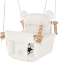 Baby Swing Indoor Outdoor Secure Canvas Wooden Toddler Swing Seat