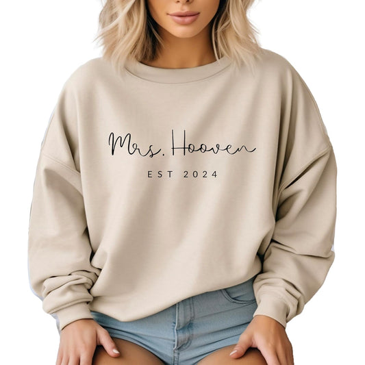 Custom Mrs. Sweatshirt - Handmade Honeymoon Bliss