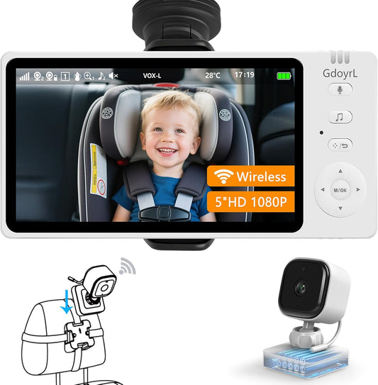 Wireless Baby Car Camera with 1080P IPS Screen for Safety