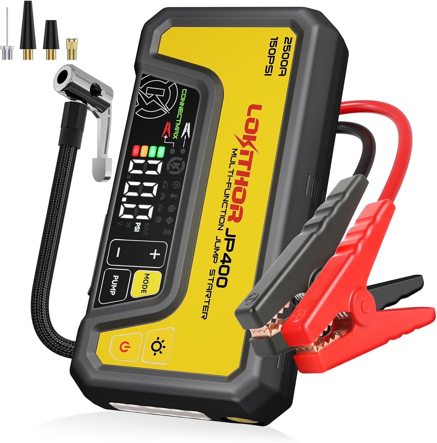 JP400 Jump Starter with Air Compressor: 2500A Power & Safety
