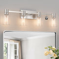 4-Light Modern Vanity Light Fixtures Over Mirror - Brushed Nickel Bath