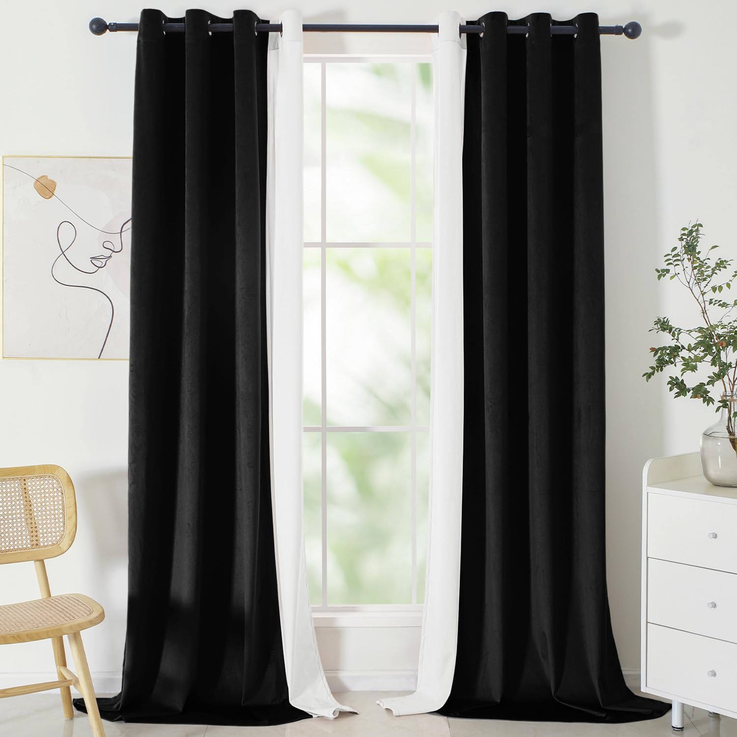 Blackout Velvet Curtains 52x108 by VANASEE