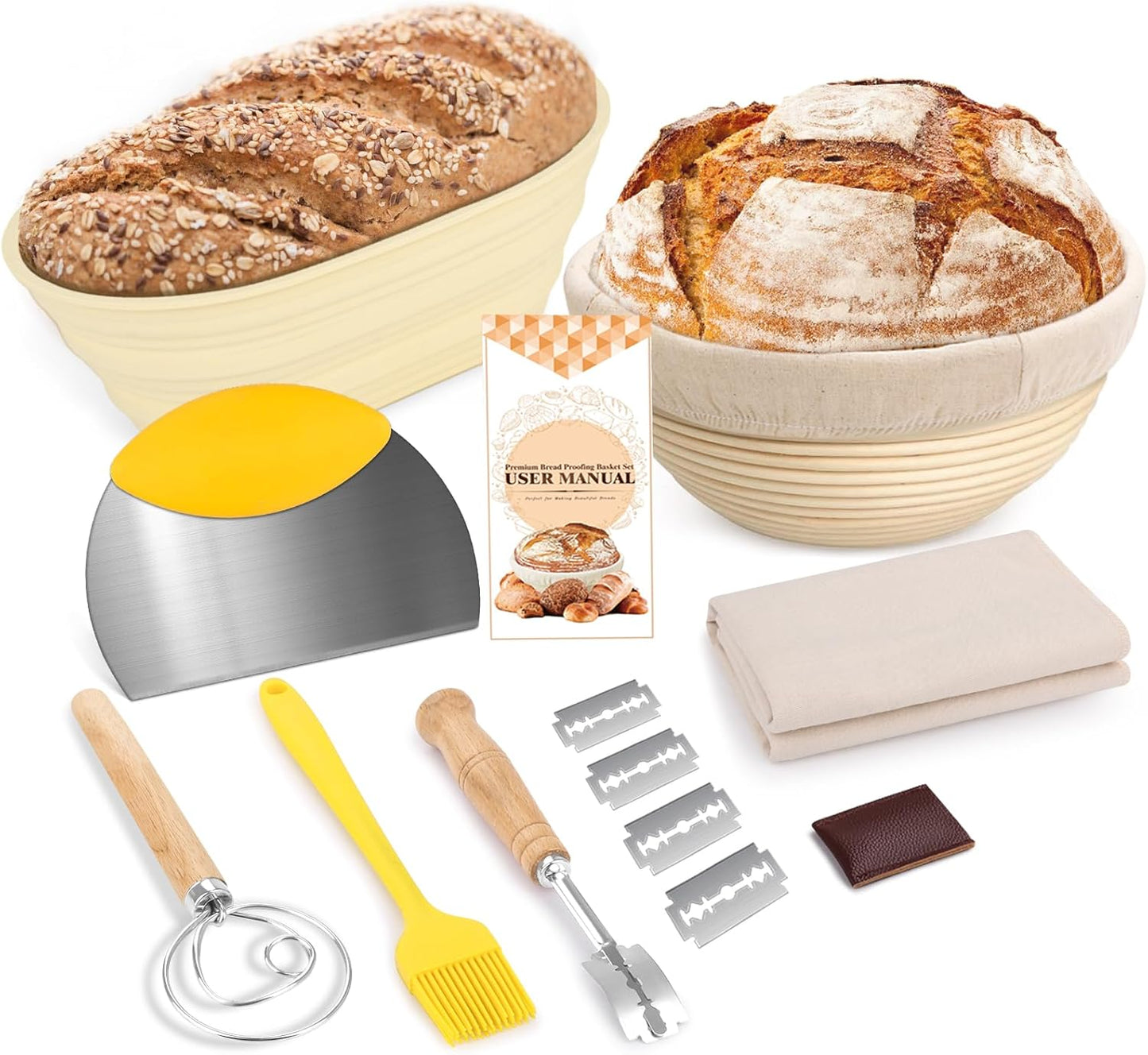 Artisan Sourdough Basket Set - Perfect Proofing Tools!