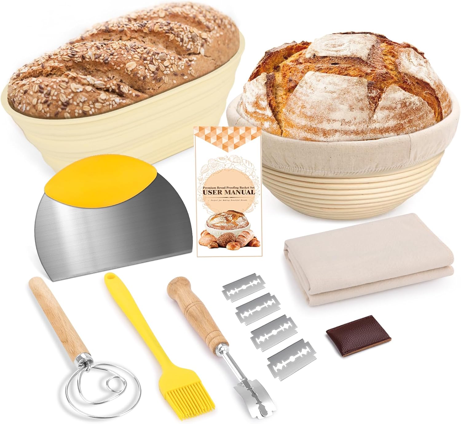 Artisan Sourdough Basket Set - Perfect Proofing Tools!