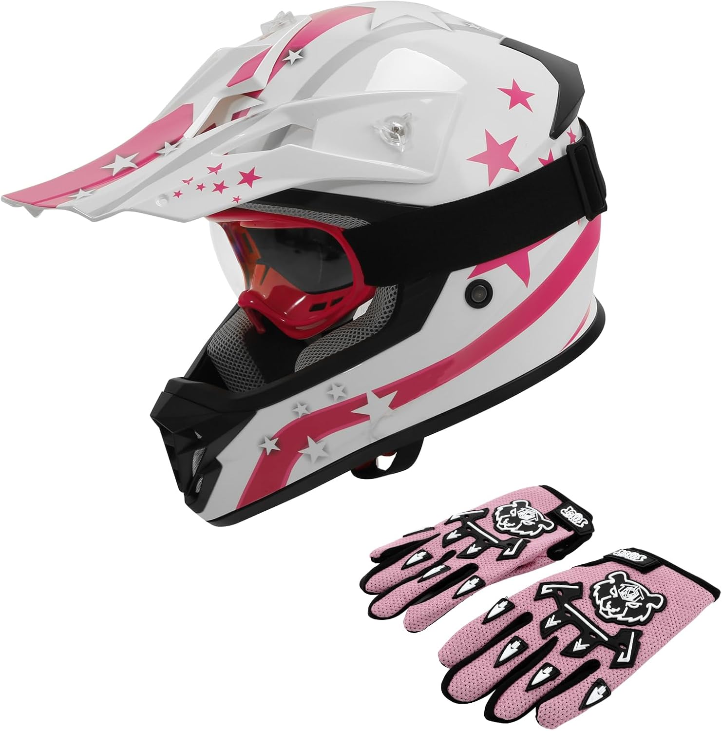 XFMT DOT Youth Kids Motocross Helmet with Goggles and Gloves
