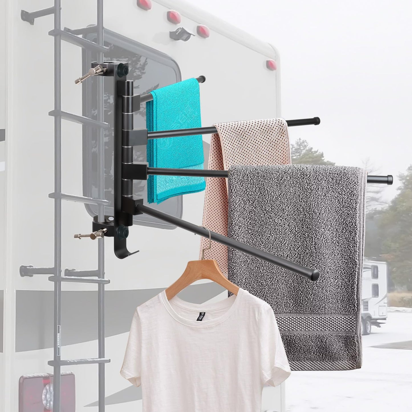 RV Clothes Drying Rack with Four Arms for Easy Outdoor Use
