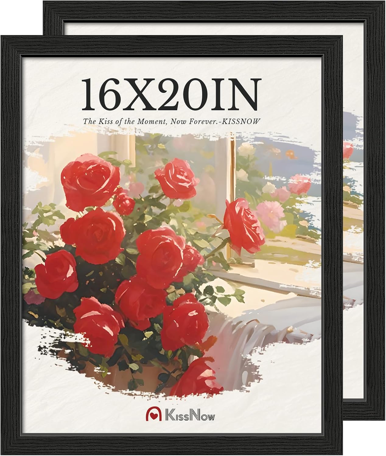 16x20 Picture Frame 2 Pack, Textured Black Solid Wood Frames